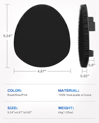 Silicone Back Scrubber and Soft Bath Glove Set - Exfoliating Body Scrubber and Lathering Shower Brush Combo with Complimentary Hook (Black)