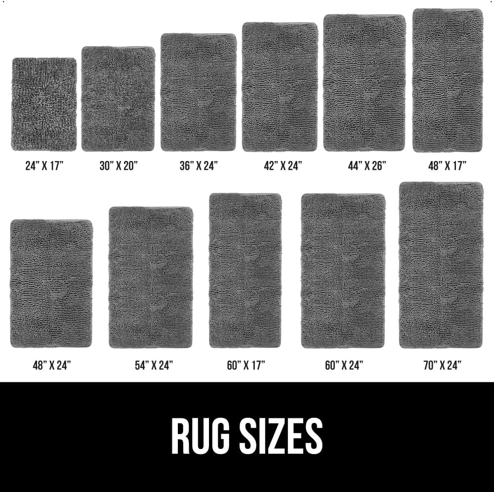 Bath Rug Mat, Thick Soft Absorbent Chenille, Quick Dry Microfiber Mats, Rubber Backing Washable Shower Floor Rugs, Bathmat Runner, US Designed Bathroom Home Decor Accessories 24X17, Grey