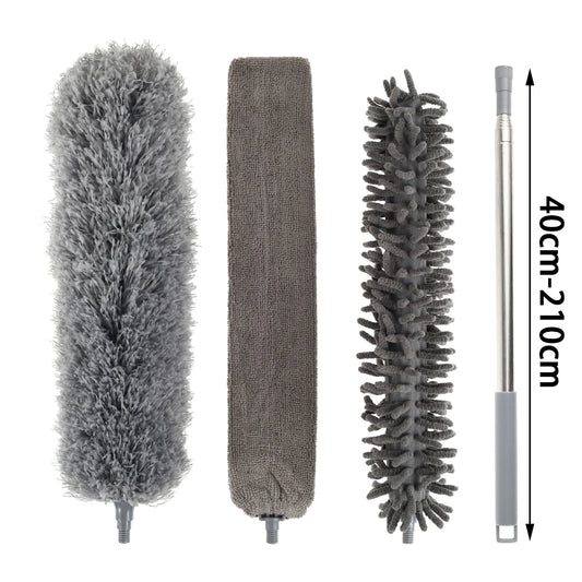 Ceiling Fan Cleaner Duster with 2 Detachable Dusting Head Ceiling Fan Blade Cleaner with Extension Pole Adjusts