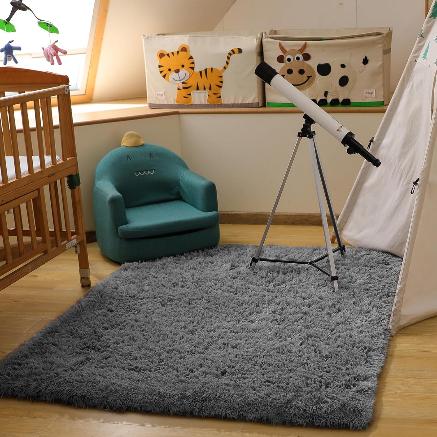 Area Rugs for Bedroom, Upgrade Non-Slip Grey Fluffy Soft Shag Carpet, Indoor Floor Gray 4X6 Fuzzy Shaggy Living Room Plush Rug for Kids Home Dorm Decor Aesthetic