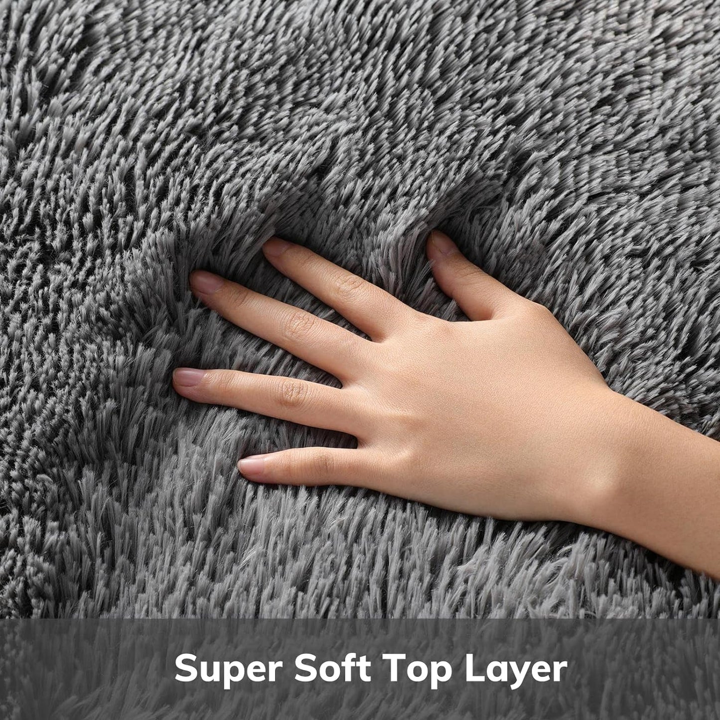 Area Rugs for Bedroom, Upgrade Non-Slip Grey Fluffy Soft Shag Carpet, Indoor Floor Gray 4X6 Fuzzy Shaggy Living Room Plush Rug for Kids Home Dorm Decor Aesthetic