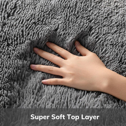 Area Rugs for Bedroom, Upgrade Non-Slip Grey Fluffy Soft Shag Carpet, Indoor Floor Gray 4X6 Fuzzy Shaggy Living Room Plush Rug for Kids Home Dorm Decor Aesthetic