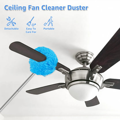 Ceiling Fan Cleaner Duster with 2 Detachable Dusting Head Ceiling Fan Blade Cleaner with Extension Pole Adjusts