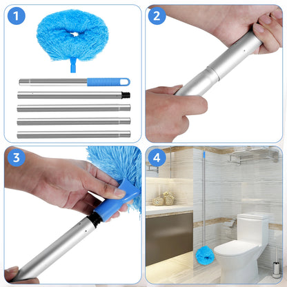Ceiling Fan Cleaner Duster with 2 Detachable Dusting Head Ceiling Fan Blade Cleaner with Extension Pole Adjusts