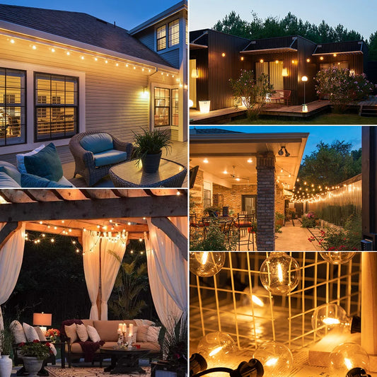 E12 LED G40 Ball String Lights Outdoor Garden Garland Patio Chain Lights Vintage Edison Wedding Birthday Party Decoration Bulbs